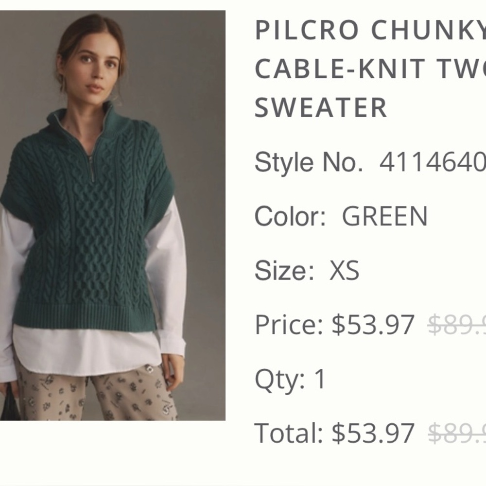 Pilcro Twofer Cable Knit Sweater